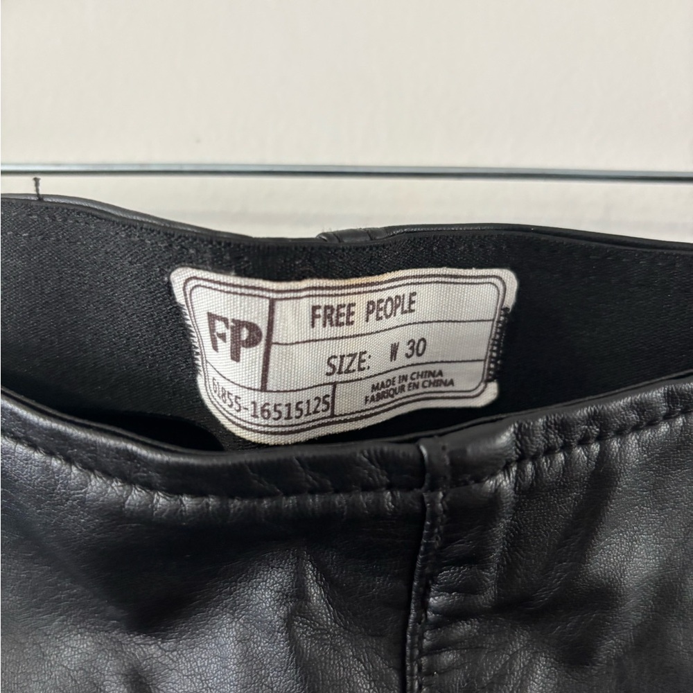Free People Black Faux Leather High-Rise Pants - Picture 3 of 5